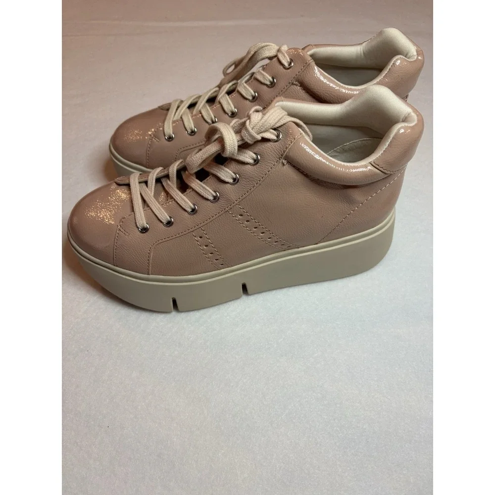 Naked Feet Women's Low Top Lace-Up Sneakers Baby Pink Solid Platform Sole